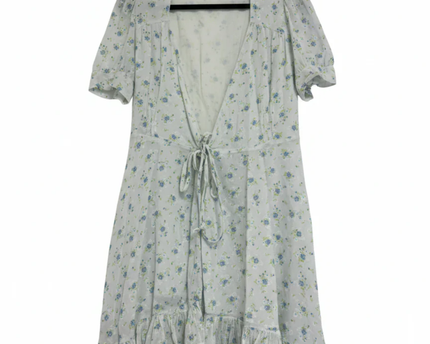 Denim & Supply Ralph Lauren Light Blue Floral Cotton Tie-Front Dress