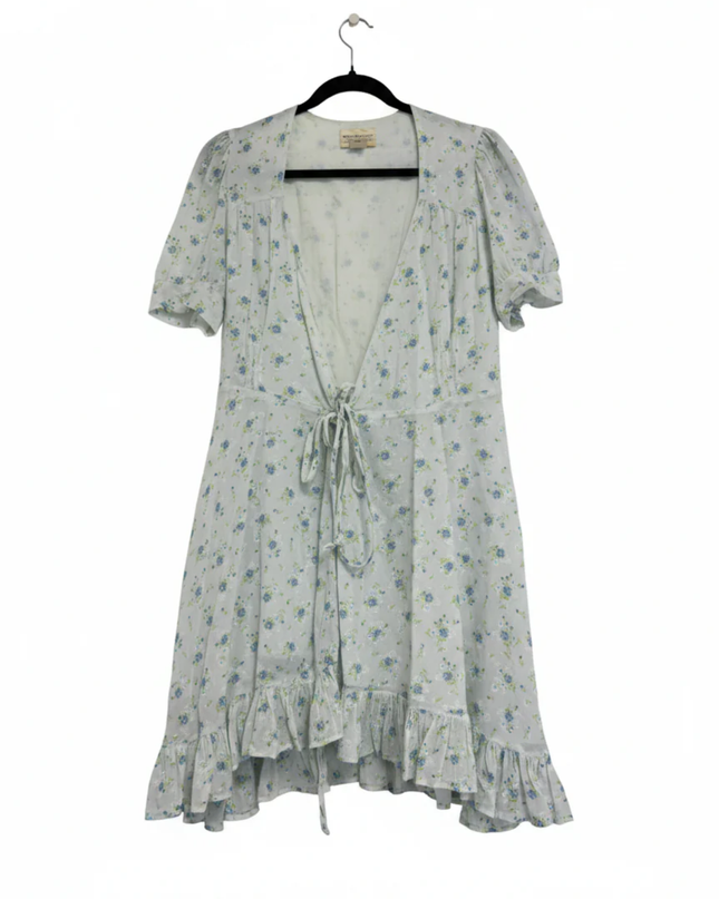 Denim & Supply Ralph Lauren Light Blue Floral Cotton Tie-Front Dress
