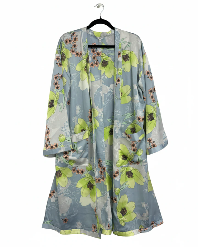 Guess Light Blue Floral Kimono Shrug