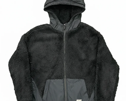 Nike Black Sherpa Fleece Hooded Full-Zip Jacket