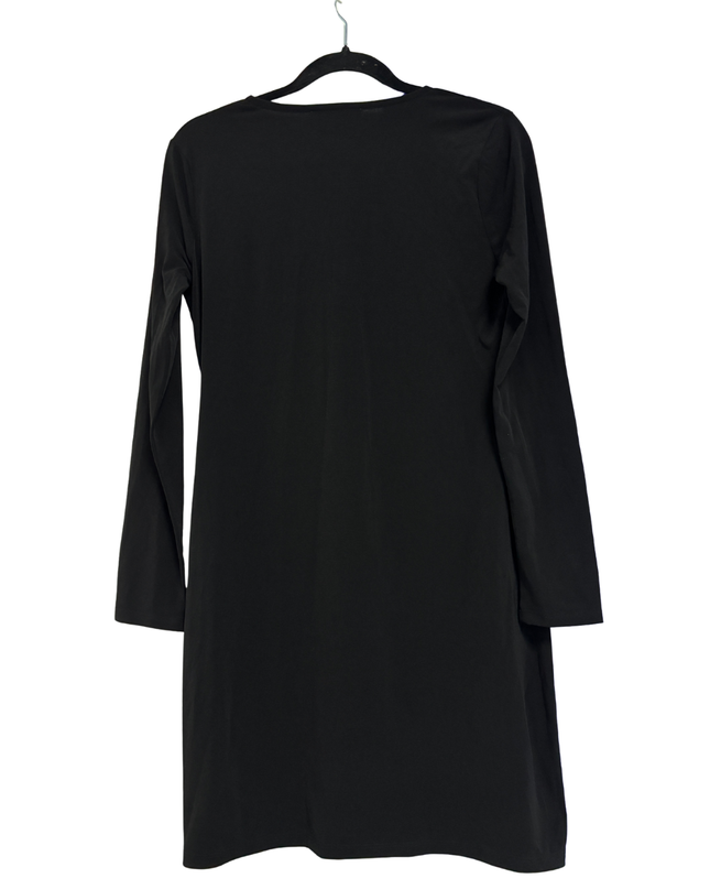 Michael Kors Black Long Sleeve V-Neck Dress with Ring Detail