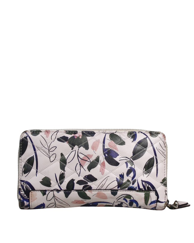Guess White Floral Quilted Zip-Around Wallet