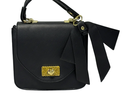 Betsey Johnson Black Saffiano Bow Top Handle Bag