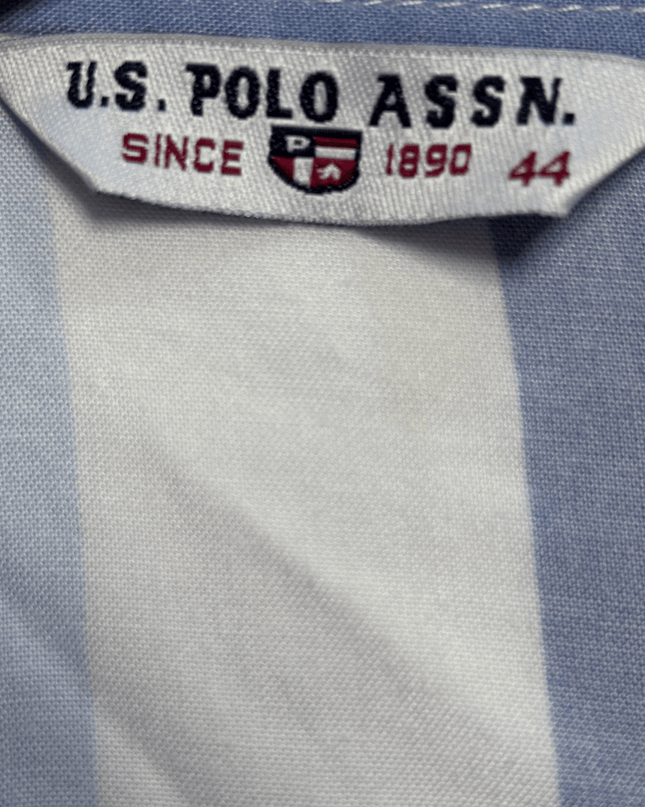 U.S. Polo Assn. Blue and White Striped Long Sleeve Shirt Dress