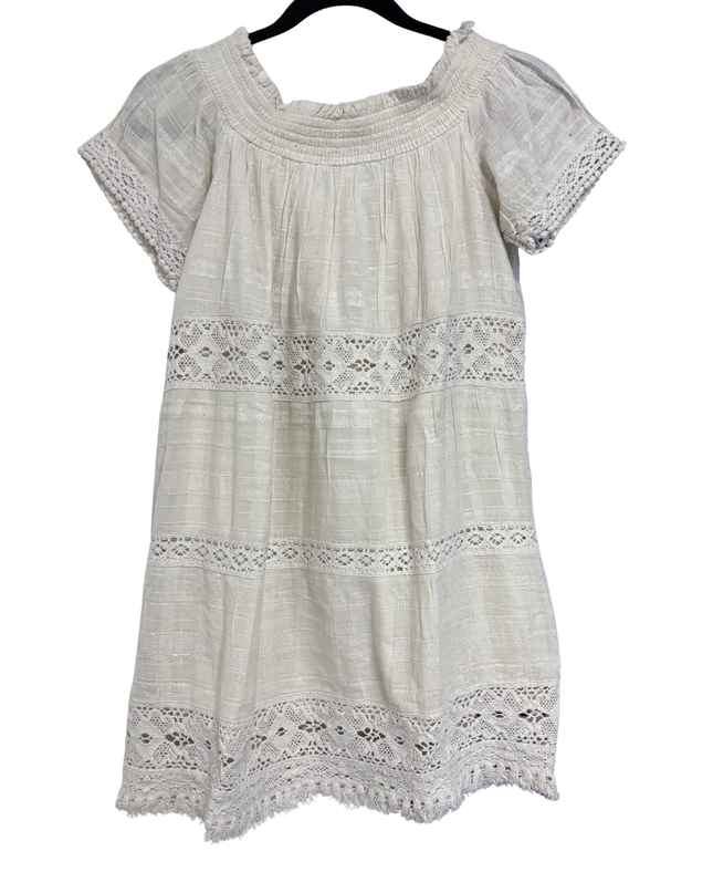 American Eagle Off-white Boho Lace Smocked Dress