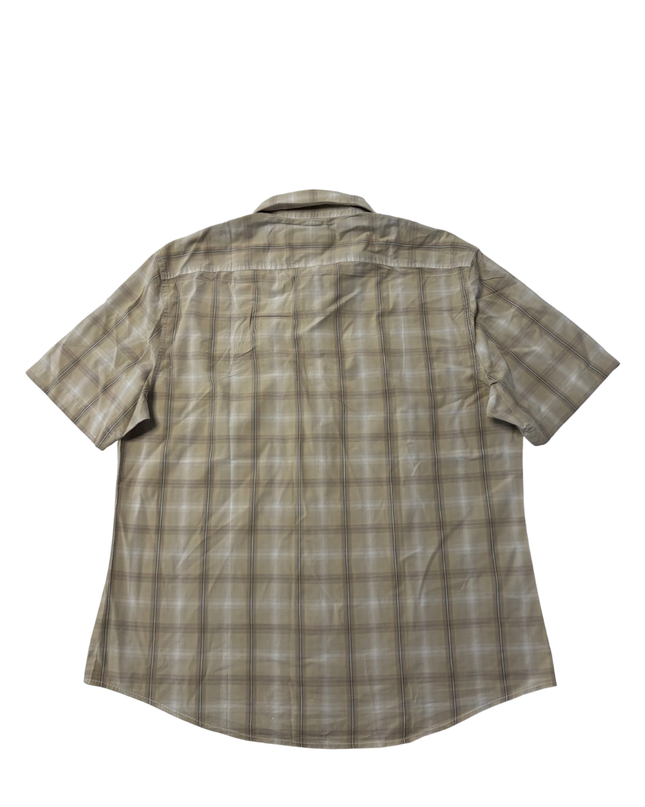 Calvin Klein Beige Plaid Short Sleeve Men's Shirt