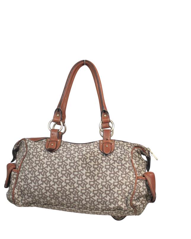 DKNY Brown Monogram Canvas Satchel Bag