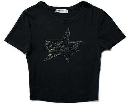 FB SISTER Black Star Graphic Crop Top