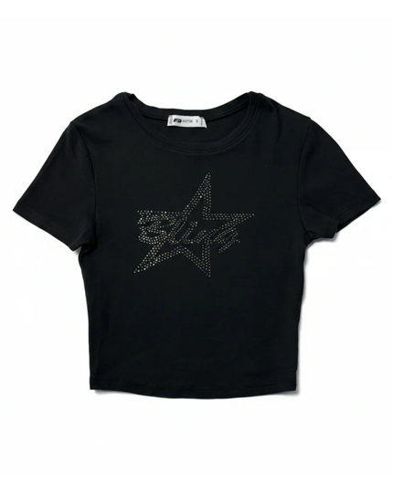 FB SISTER Black Star Graphic Crop Top
