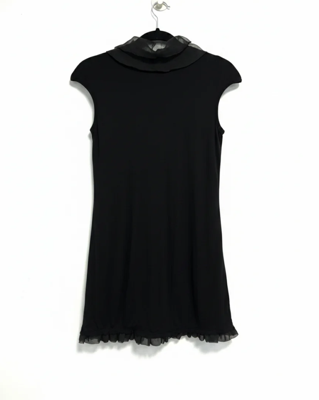 Desigual Black High Neck Ruffle Trim Tunic Top