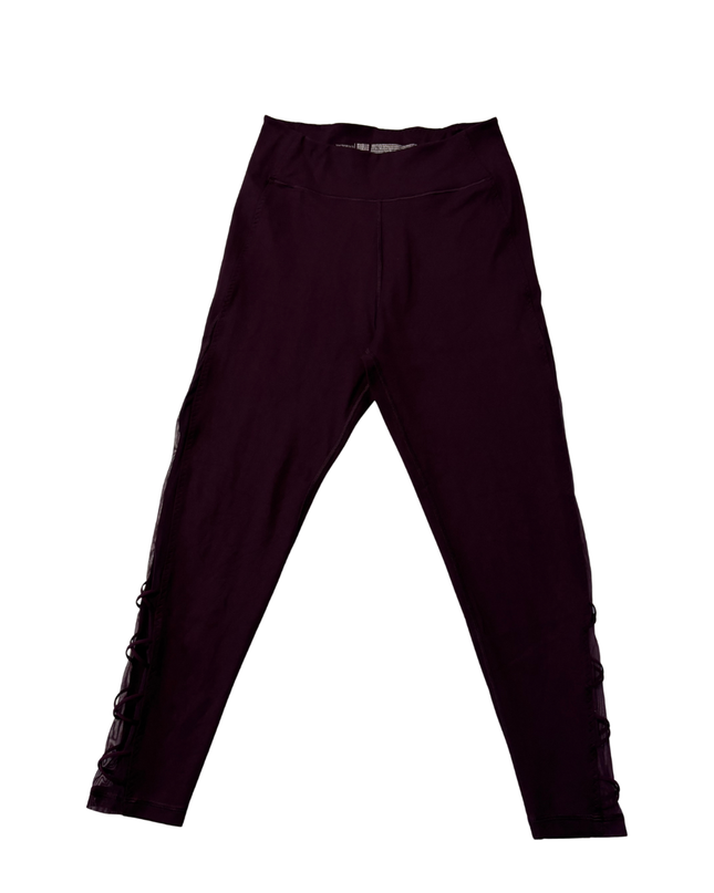 Victoria's Secret Burgundy Mesh Lattice Detail Leggings