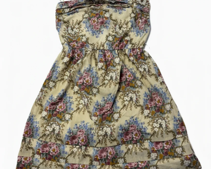 Xdye Beige Floral Strapless Mini Dress