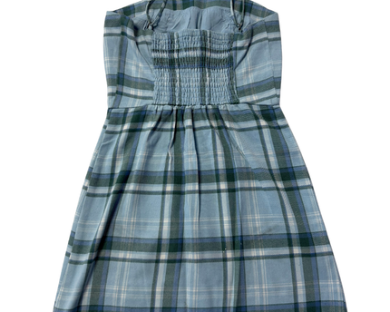 Aeropostale Blue Plaid Smocked Back Mini Cami Dress