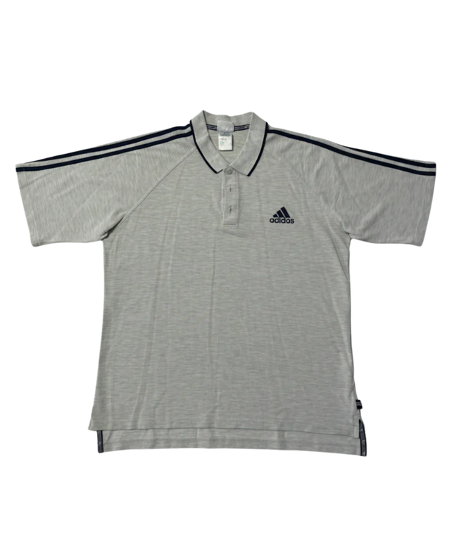 Adidas Grey Short Sleeve Striped Shoulder Sports Polo