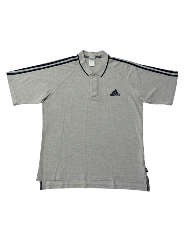 Adidas Grey Short Sleeve Striped Shoulder Sports Polo