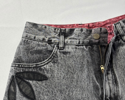 Jokko Grey Acid Wash High-Waisted Applique Denim Jeans