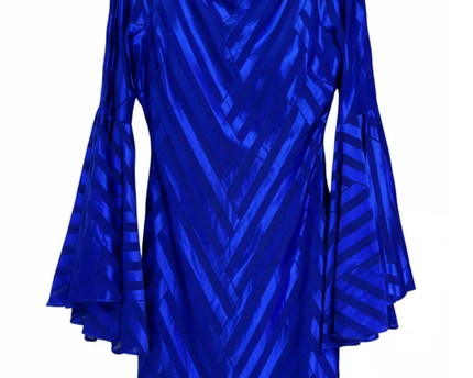 City Goddess Royal Blue Chevron Bell Sleeve Mini Dress | With Tag