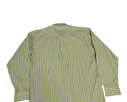 Lacoste Green Striped Long Sleeve Button-Down Shirt