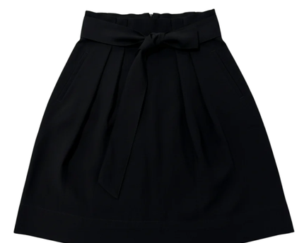 H&M Black High-Waist Paperbag Skirt with Tie Belt
