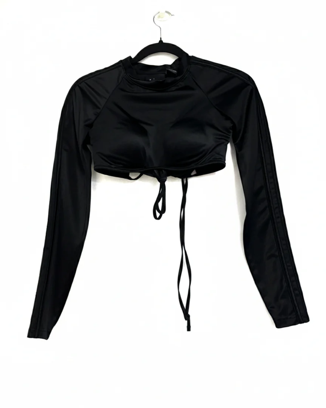 Adidas x Ivy Park Black Long Sleeve Cut-Out Crop Top
