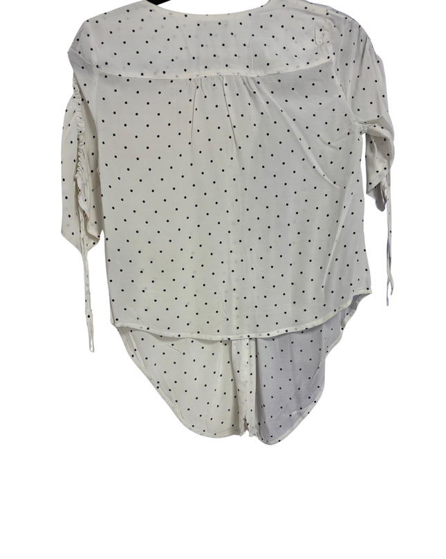 Abercrombie & Fitch White Polka Dot V-Neck Blouse