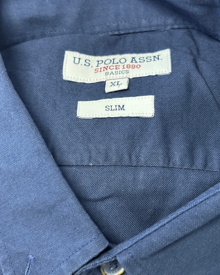 U.S. Polo Assn. Slim Fit Navy Blue Long Sleeve Button-Up Shirt - L