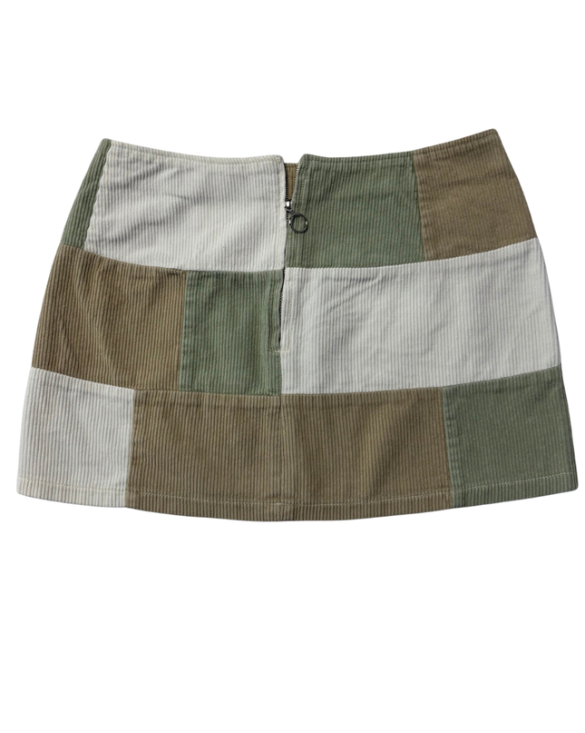 Bershka Multicolor Patchwork Corduroy Mini Skirt