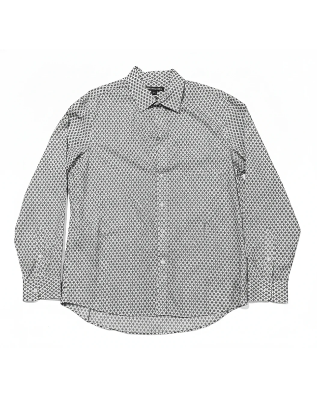 Michael Kors Blue and White Geometric Print Button-Down Shirt
