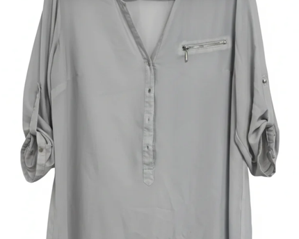 MOHITO Grey V-Neck with Zip Detail Blouse