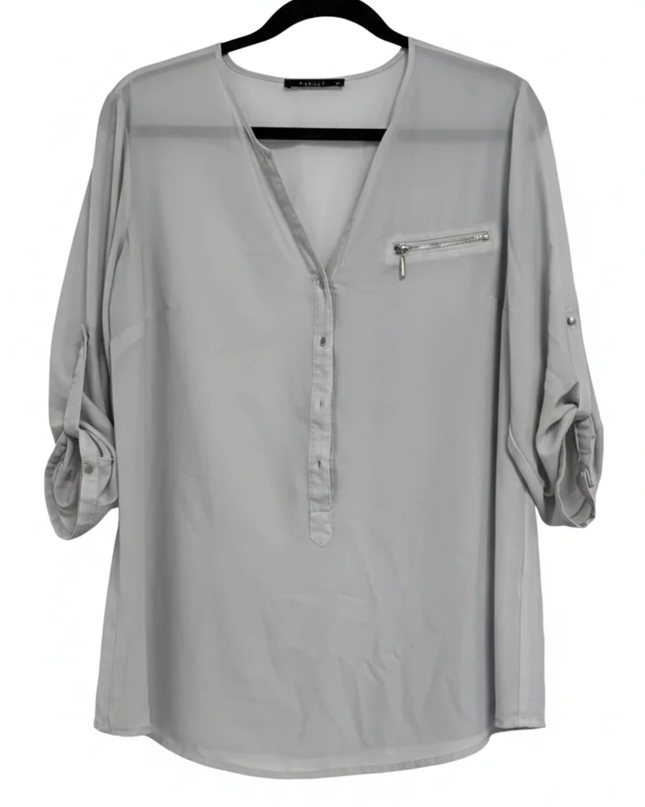 MOHITO Grey V-Neck with Zip Detail Blouse