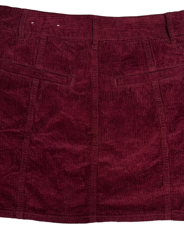 American Eagle Burgundy Corduroy Button-Front Mini Skirt