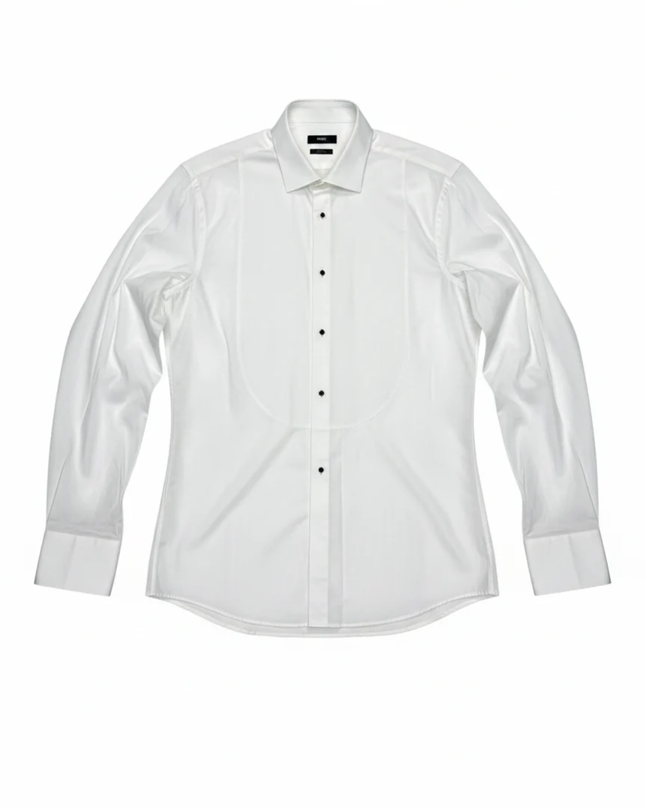 BOSS White Slim Fit Easy Iron Tuxedo Shirt