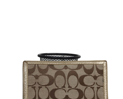 Coach Brown/Gold Signature Monogram Trifold Wallet