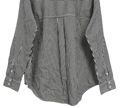 American Eagle Black and White Striped Long Sleeve Button-Down Shirt