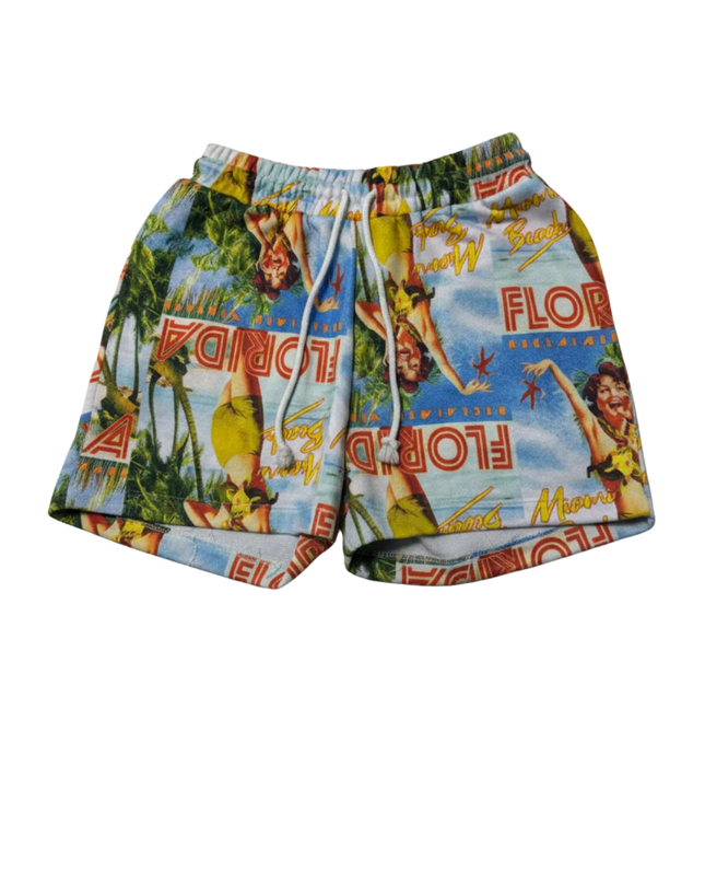 Reclaimed Vintage Multicolor Florida Retro Print Shorts