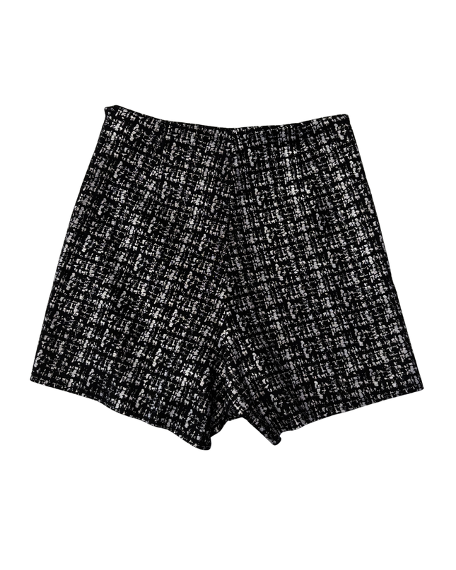 Zara Black/Silver Metallic Textured Mini Skort