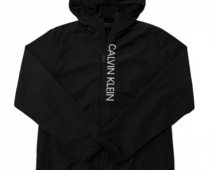 Calvin Klein Black Performance Hooded Windbreaker Sports Jacket