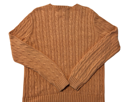 Ralph Lauren Orange Cable Knit Cotton Crewneck Sweater