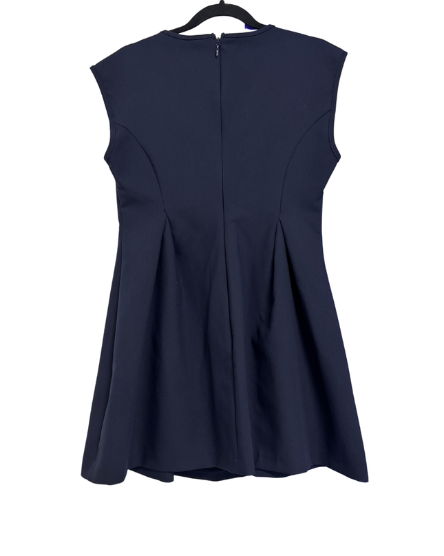 Adl Navy Blue Sleeveless Fit and Flare Pleated Mini Dress