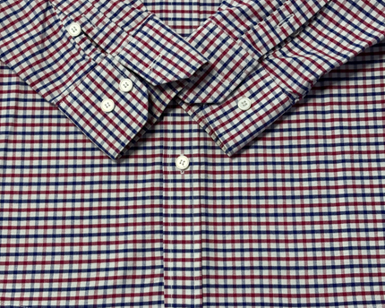 Lacoste Red/Blue Checkered Long Sleeve Button-Down Shirt