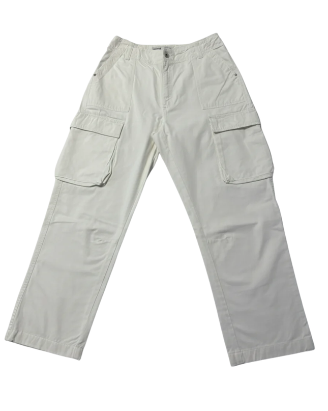Bershka White High-Waist Cargo Utility Pants