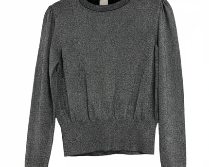 H&M Grey Shimmer Puffed Shoulder Sweater
