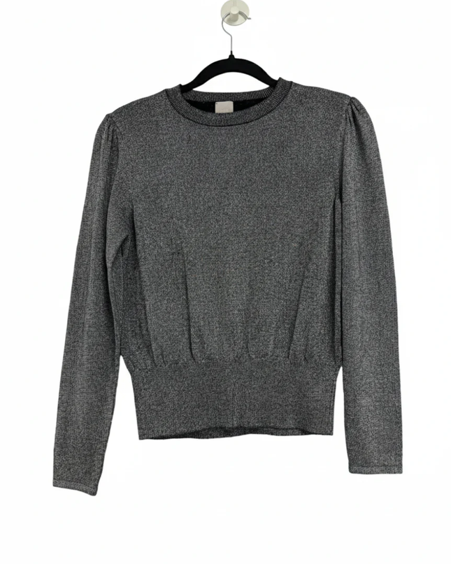 H&M Grey Shimmer Puffed Shoulder Sweater