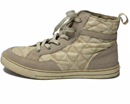 Coach Putty Pita Signature Quilted High-Top Sneakers W/Box