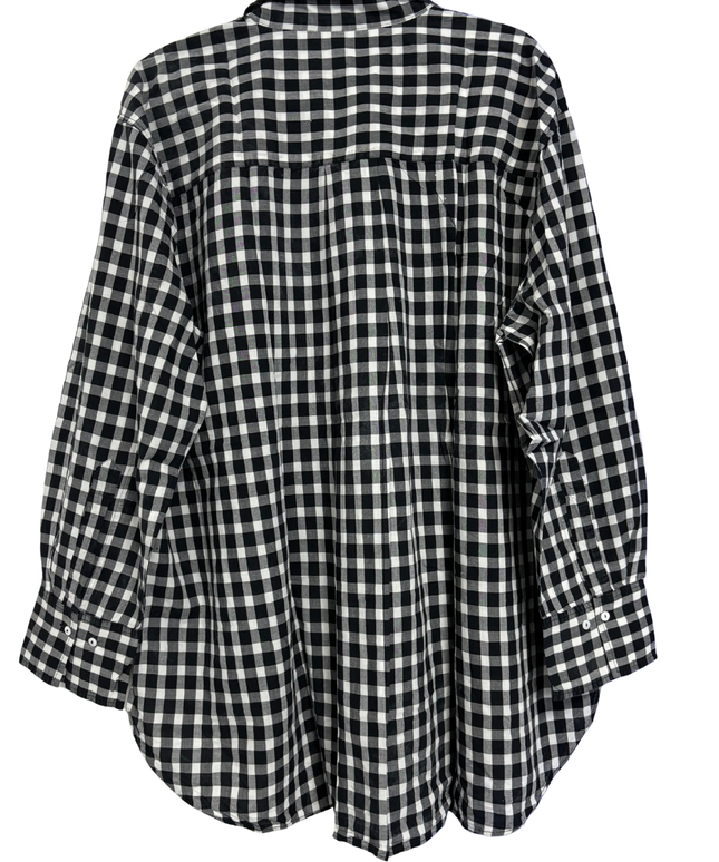 Zara Woman Studio Black and White Gingham Check Oversized Shirt