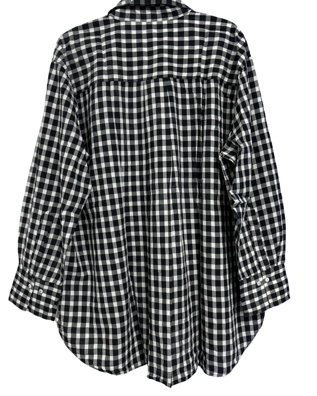 Zara Woman Studio Black and White Gingham Check Oversized Shirt