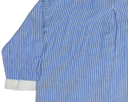 ZARA Blue Striped Contrast Collar Oversized Shirt