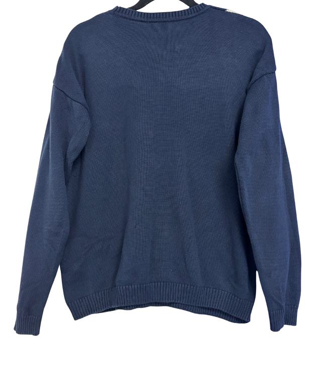 U.S. Polo Assn. Navy Blue Argyle Floral Embroidered Sweater