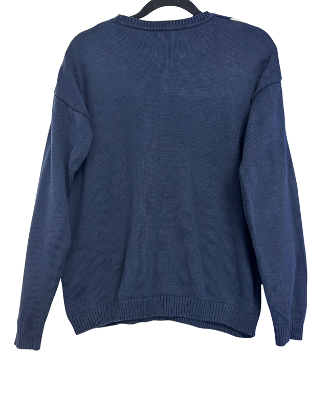 U.S. Polo Assn. Navy Blue Argyle Floral Embroidered Sweater