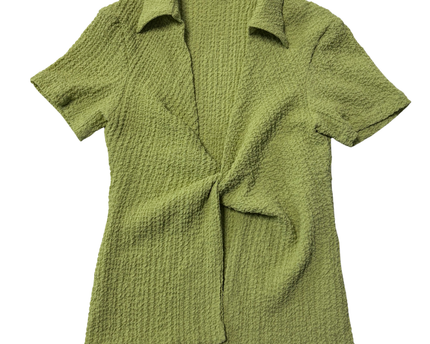 Third Form Green Textured Knot Front Top